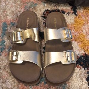 Gold Madden Girl Sandals.